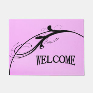 Paillasson Accent noir sur rose Bienvenue