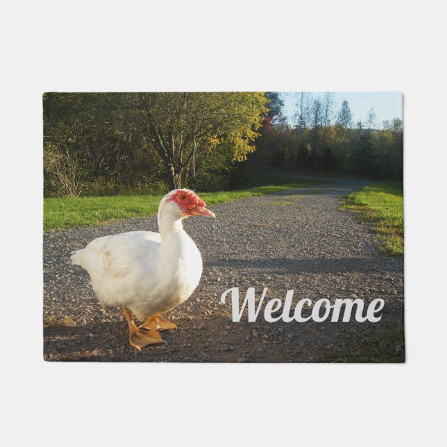 Paillasson Accueil blanc de Drake de canard de Muscovy (Devant)