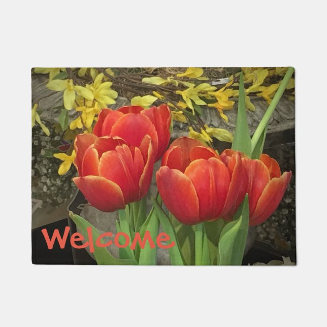 Paillasson Accueil chaleureux des Tulipes (Devant)