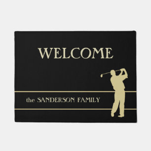 Paillasson Accueil de golfeur de silhouette d'or