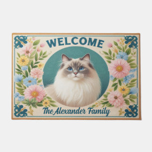 Paillasson Accueil floral personnalisé Ragdoll Cat Serenity