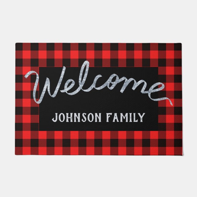 Paillasson Accueil moderne Red & Black Buffalo Check (Devant)