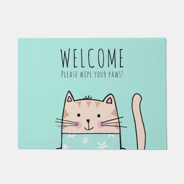 Paillasson Accueil Motif de chats amusants personnalisés (Devant)
