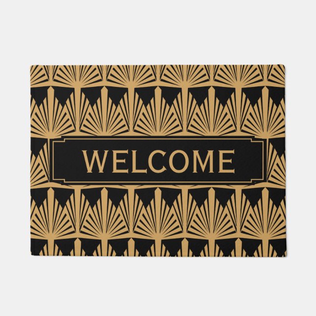 Paillasson Accueil Motif Gold et Black Art Déco (Devant)