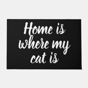 Paillasson Accueil Où Mon Chat Est Blanc Script Noir