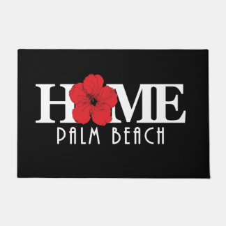 Paillasson ACCUEIL Palm Beach Floride Hibiscus rouge