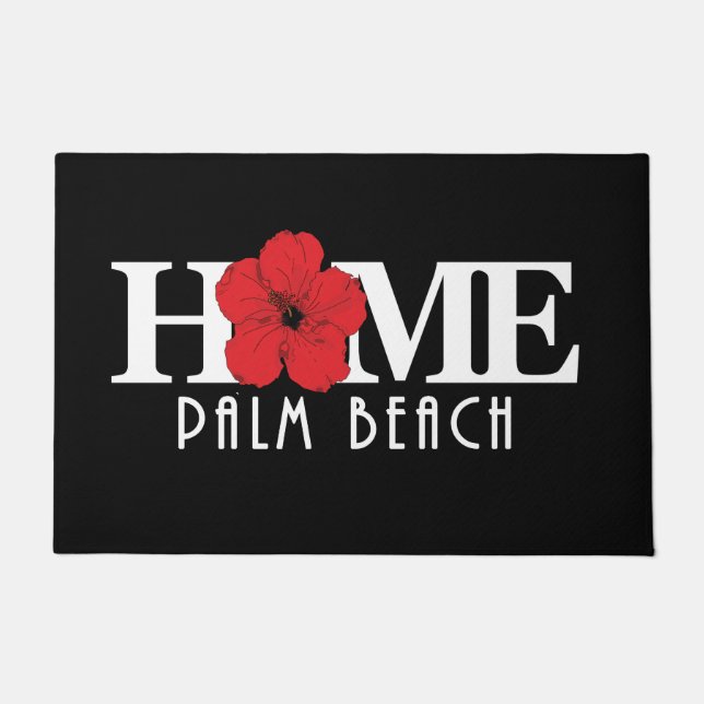 Paillasson ACCUEIL Palm Beach Floride Hibiscus rouge (Devant)