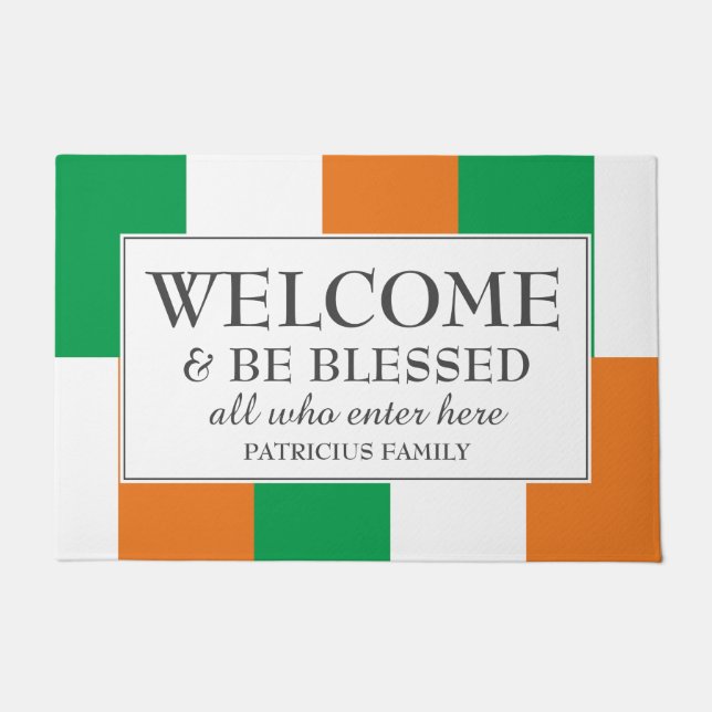 Paillasson Accueil personnalisé du DRAPEAU IRLANDAIS (Devant)