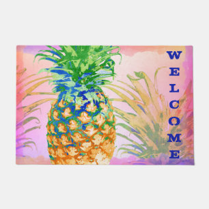 Paillasson Accueil rose ananas tropical