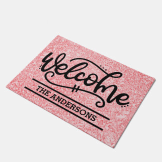 Paillasson Accueil rose Rose personnalisé