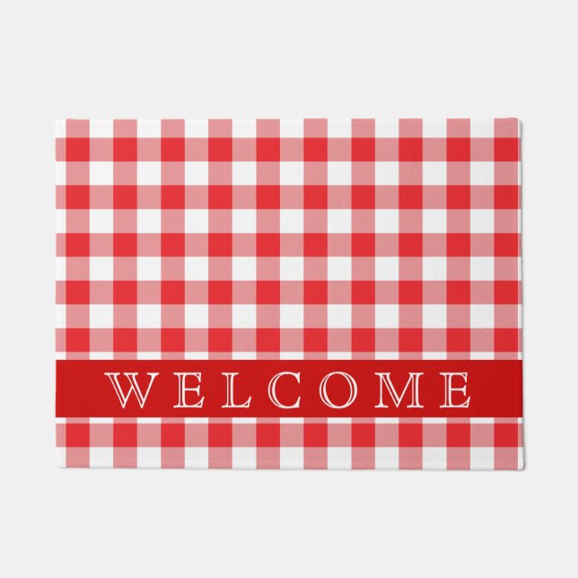 Paillasson Accueil Russe Rouge Et Blanc Plaid (Devant)
