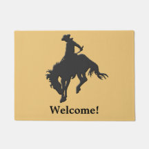 Accueil s'opposant de cheval de cowboy noir d'or