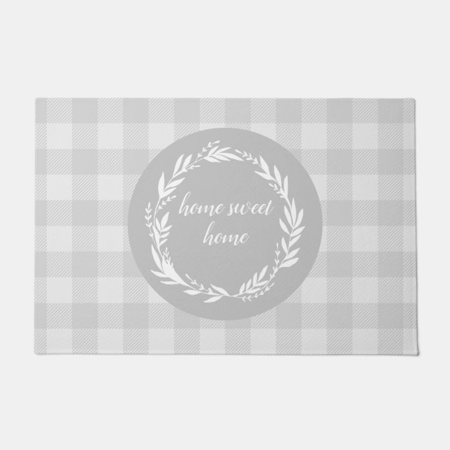 Paillasson Accueil Sweet Home Buffalo Check Motif Grey (Devant)