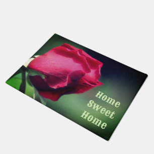 Paillasson Accueil Sweet Home Fleur Rosebud Rouge