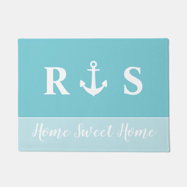 Paillasson Accueil Sweet Home Monogramme Ancre (Devant)