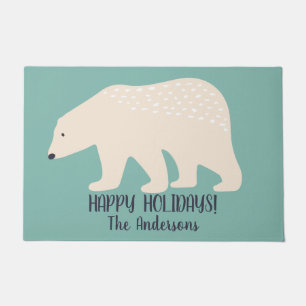 Paillasson Accueil turquoise de Noël d'ours blanc
