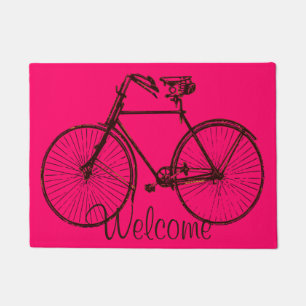 Paillasson accueil Vélo porte porte mat rose brun