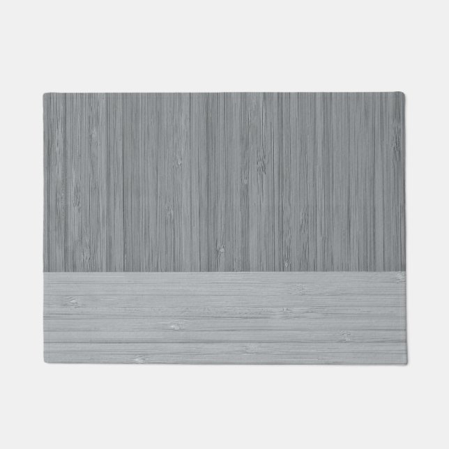Paillasson Acier Gris Bambou frontière Grain de bois Look (Devant)