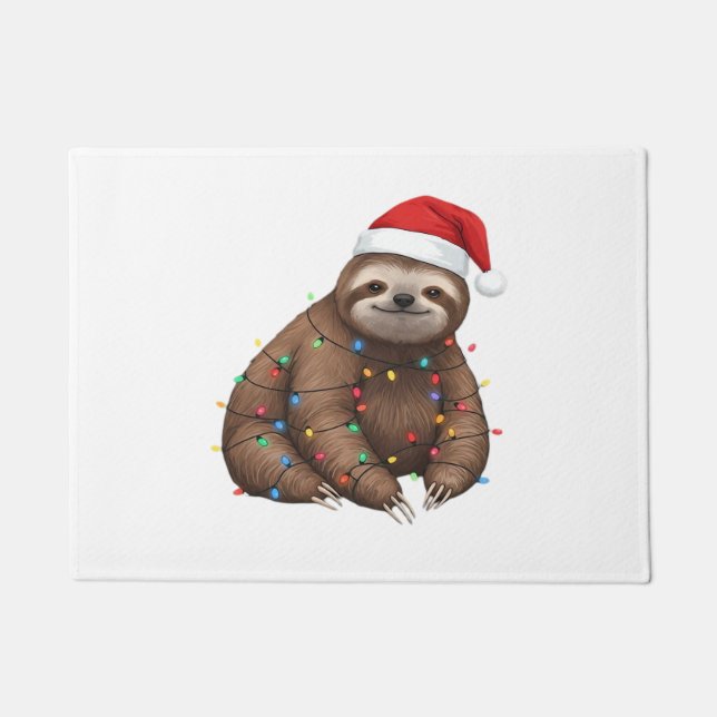 Paillasson Adorable Sloth enveloppé dans les lumières de vaca (Devant)