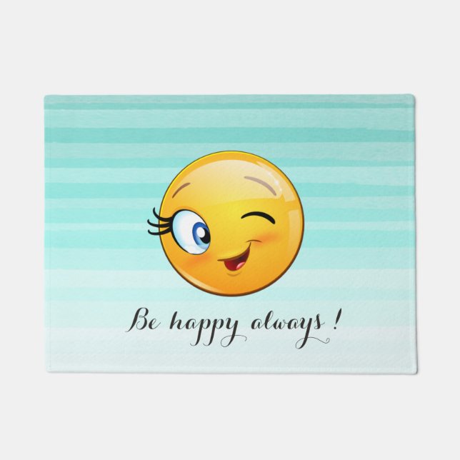 Paillasson Adorable Winking Emoji Face-Be heureux toujours (Devant)