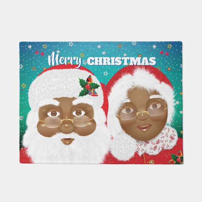 Paillasson African American Père Noël et Mme Claus Christmas (Devant)