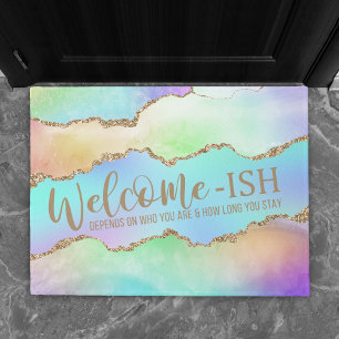 Paillasson Agate Holo Faux Iridescente Pastel Welcome-Ish