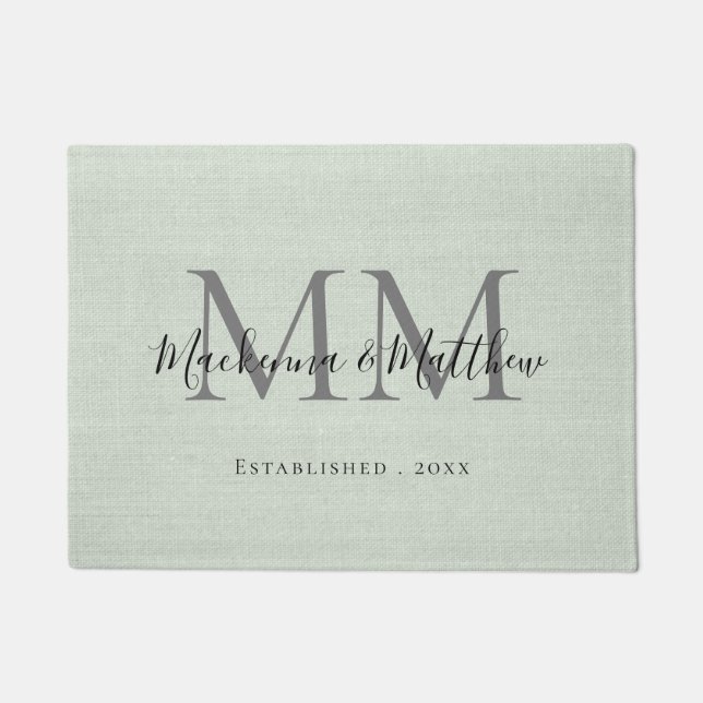 Paillasson Agritourisme Monogramme personnalisé Burlap Sage G (Devant)