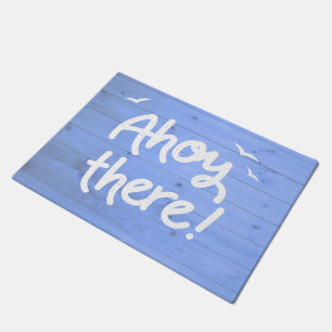 Paillasson Ahoy Maritime Blue Wood Effet Yacht