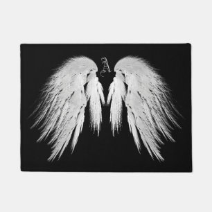Paillasson AILES D'ANGE Gris Plumes Touchées Monogramme Perso