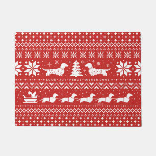 Paillasson Aimer Joy Peace Wiener Dogs   Noël des Dachshunds