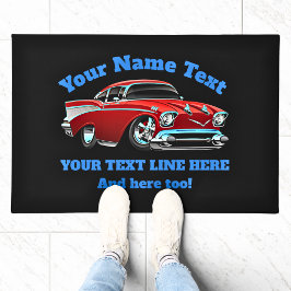 Paillasson Ajouter le nom TEXTE Rouge Bleu Hot Rod Classic Mu