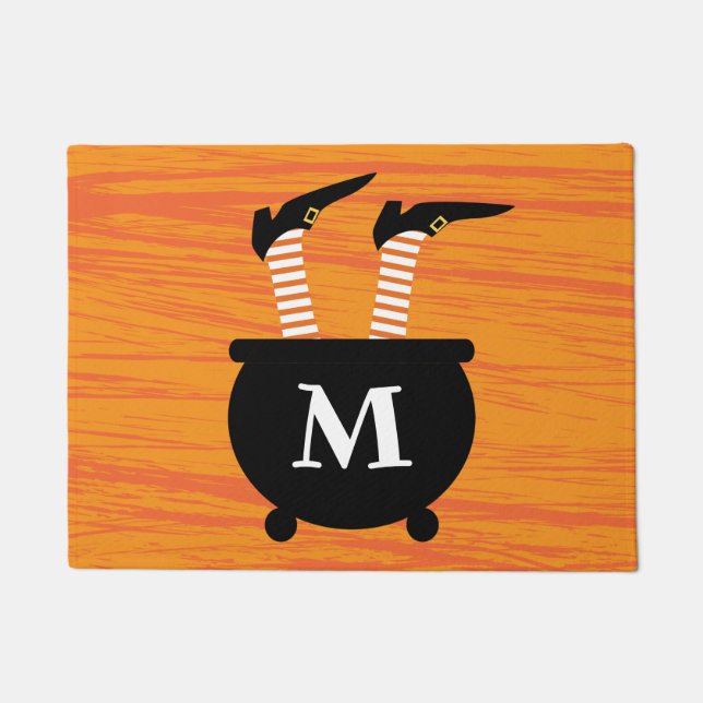 Paillasson Ajouter votre initiale | Sorcière dans un Cauldron (Devant)