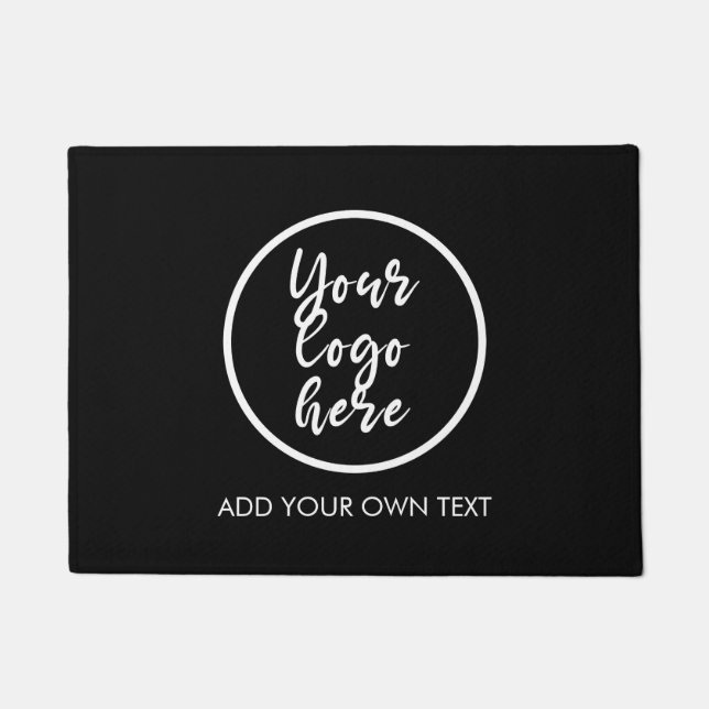 Paillasson Ajouter Votre Propre Logo Simple Noir Moderne (Devant)