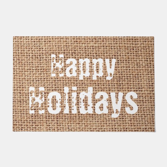 Paillasson Ajouter votre propre texte et photo Happy Holidays (Devant)