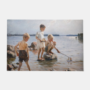 Paillasson Albert Edelfeue - Les garçons jouent sur le rivage
