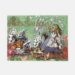 Paillasson alice cartes d'aventure merveilleux chapeau lapin