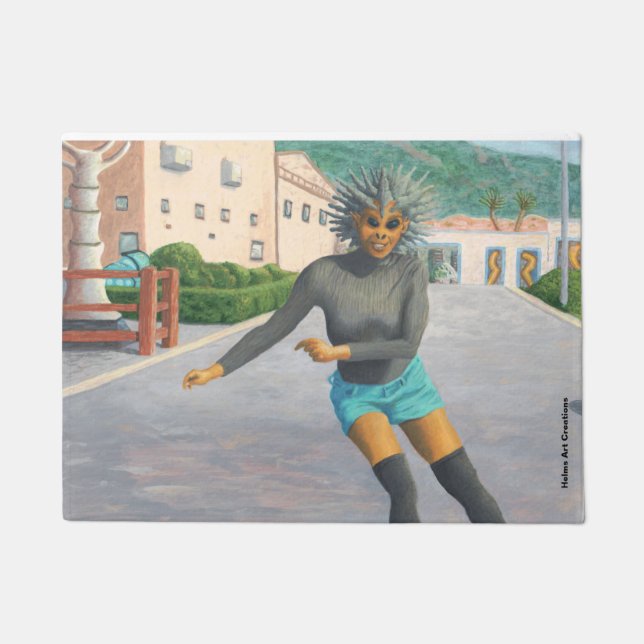 Paillasson Alien Femme Roller Patinage Imaginaire Art Door Ma (Devant)