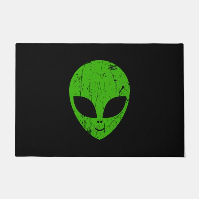 Paillasson alien green head ufo science fiction extraterrestr (Devant)