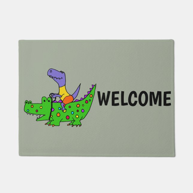 Paillasson Alligator drôle d'équitation de dinosaure de T-rex (Devant)