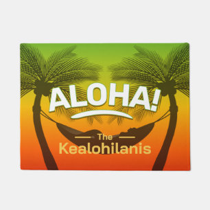 Paillasson ALOHA Palmier Tropical et Coucher de Soleil