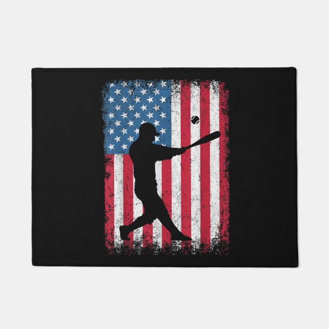 Paillasson American Flag Baseball Team Cadeau pour Hommes Gar (Devant)