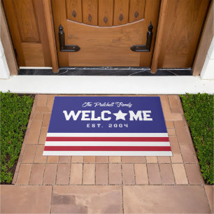 Paillasson American Flag Inspiré Welcome Nom de famille