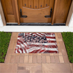 Paillasson American Red White Blue Stripes Stars Drapeau Bien
