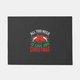Paillasson Amour de Noël Typographie Chapeau de Père Noël