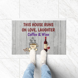 Paillasson Amour rire café et vin Door Mat