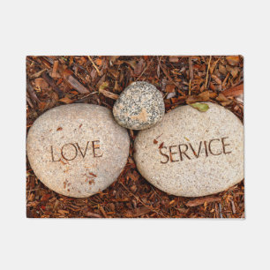 Paillasson "Amour" "Service" Pierre spirituelle religieuse
