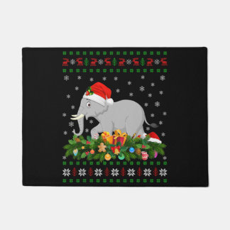 Paillasson amoureux des animaux d'éléphant santa hat elephant