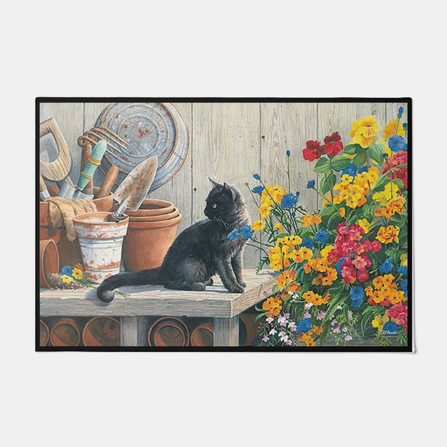 Paillasson amoureux des chats mat, Chat Welcome Mat, Cadeau C (Devant)