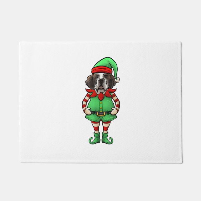 Paillasson Amusant Noël Elf St Bernard Chien Saint Bernard (Devant)