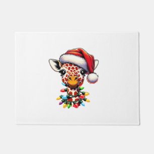 Paillasson Amusant Retro Giraffe Lover Père Noël Christmas Tr